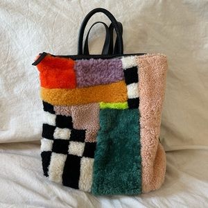 primecut multi colored patchwork fur leather PLAYGROUND SHEEPSKIN BACKPACK